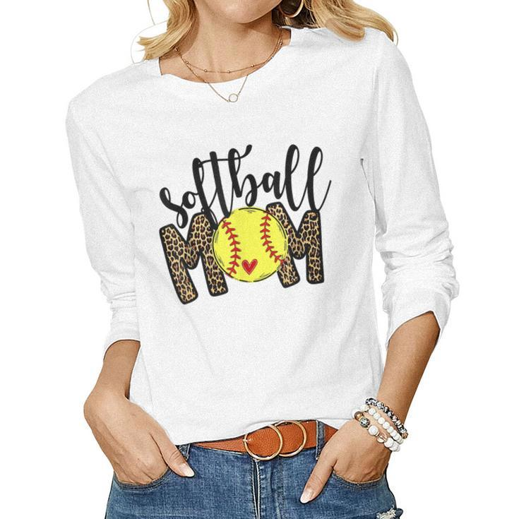 Softball Mom Leopard Baseball Mom 2023 Women Long Sleeve T-shirt