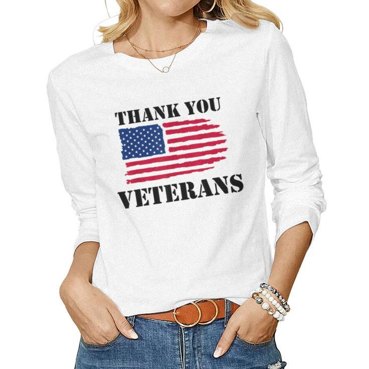 Thank You Veteran Us Military Gifts Veterans Day Mens Womens  Women Graphic Long Sleeve T-shirt