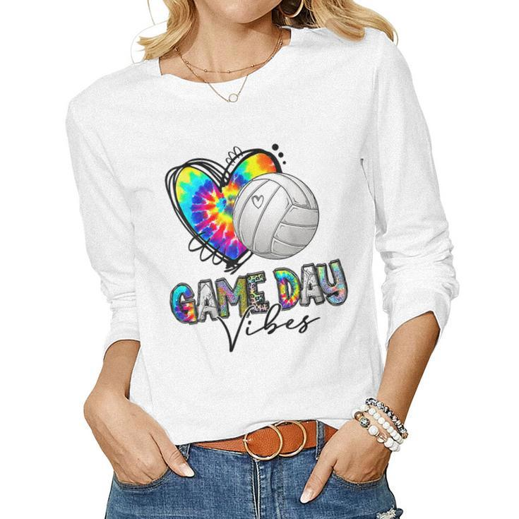 Tie Dye Volleyball Game Day Vibes Volleyball Mom Game Day Women Long Sleeve T-shirt