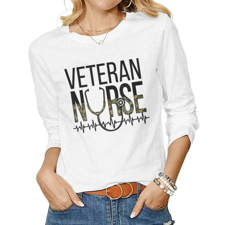 Veteran Nursing Heartbeat Veteran Nurse  Women Graphic Long Sleeve T-shirt