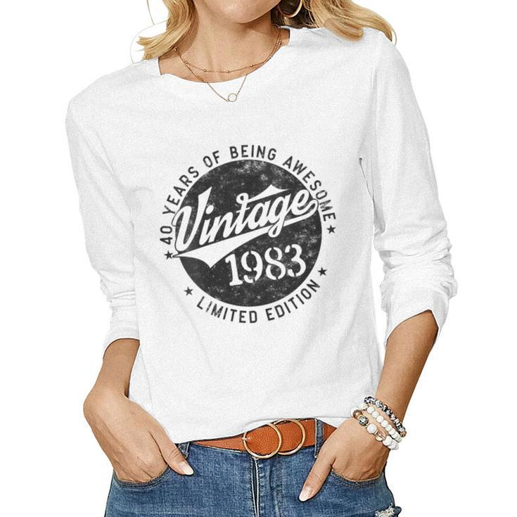 Womens 40 Years Old Vintage 1983 40Th Birthday Decoration Men Women  Women Graphic Long Sleeve T-shirt