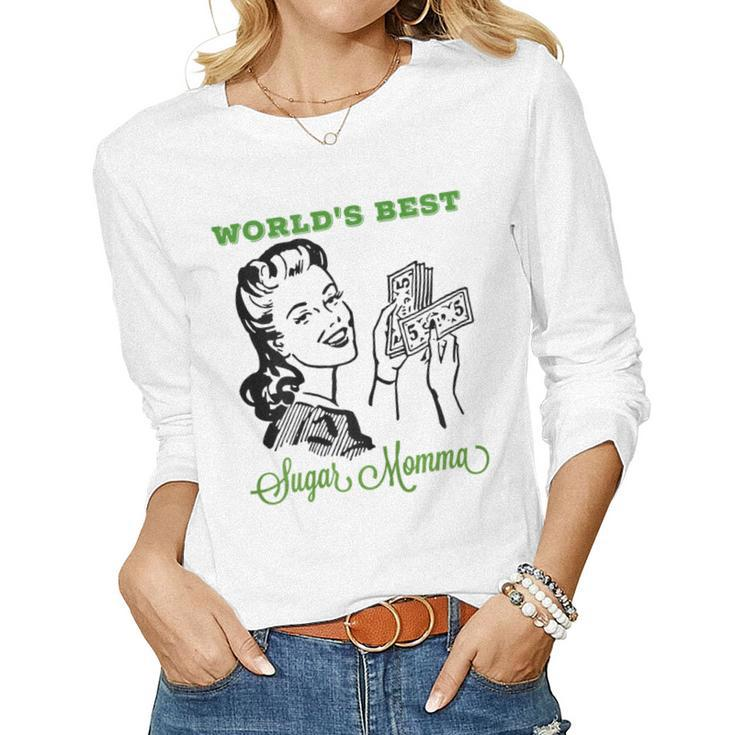 Womens Worlds Best Sugar Momma Mothers Day Adult Graphic  Women Graphic Long Sleeve T-shirt