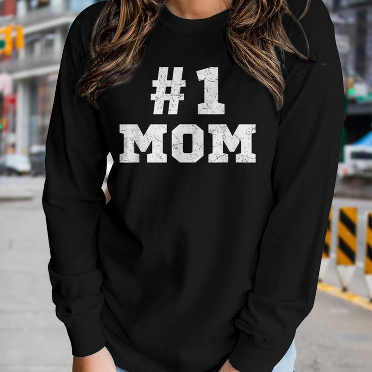 1 Mom Number One Mom Mama Mother Funny Mothers Day Women Graphic Long Sleeve T-shirt Gifts for Her