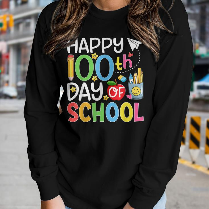 100Th Day Of School Teachers Students Kids Happy 100 Days Women Graphic Long Sleeve T-shirt Gifts for Her