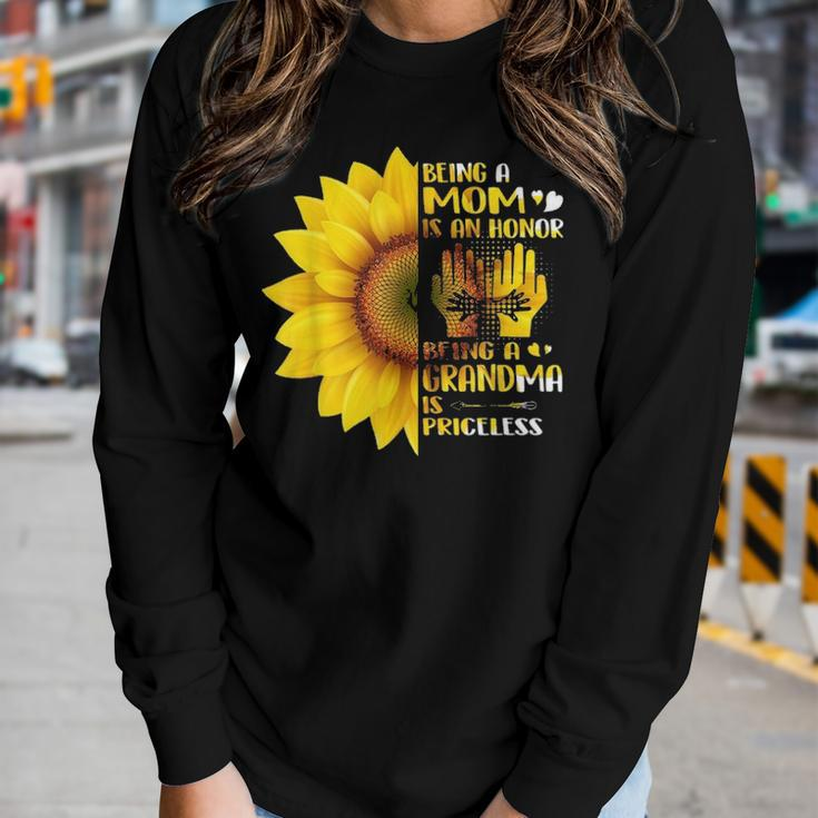 A Mom Is An Honor Being A Grandma Is Priceless Sunflower Women Graphic Long Sleeve T-shirt Gifts for Her