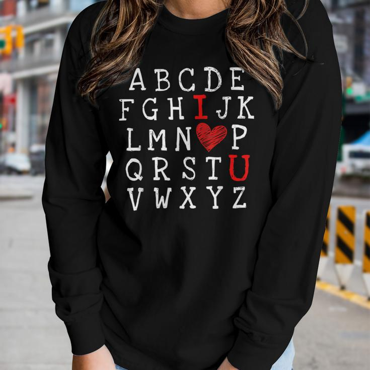 Abcs I Love U Cute I-Love-You Alphabet Teacher Valentine Women Graphic Long Sleeve T-shirt Gifts for Her
