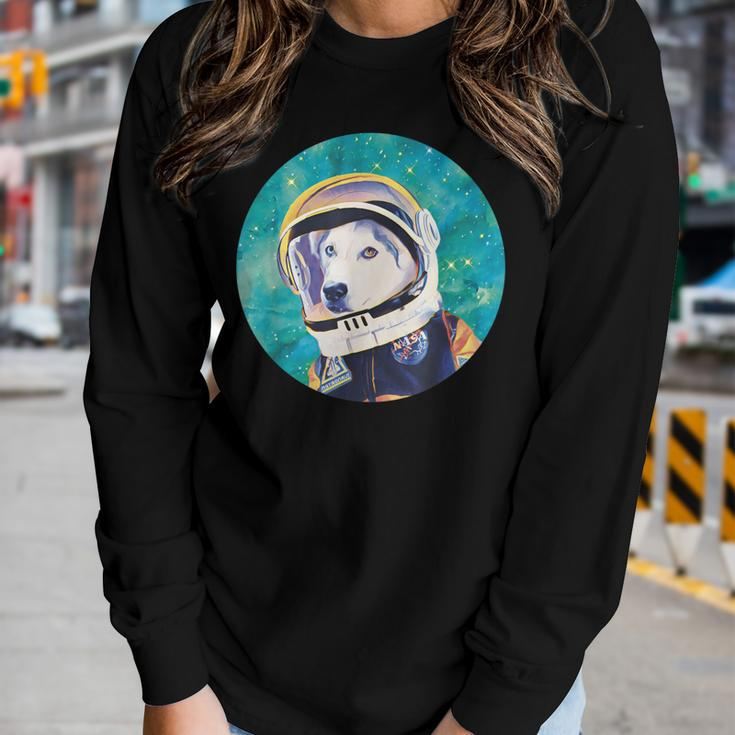 Adorable Husky Astronaut For Husky Dog Lovers Mom Dads Women Long Sleeve T-shirt Gifts for Her