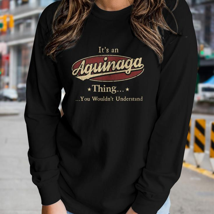 Aguinaga Name Aguinaga Family Name Crest Women Graphic Long Sleeve T-shirt Gifts for Her