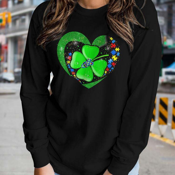 Autism Awareness Clover Shamrock Autism Mom St Patricks Day Women Graphic Long Sleeve T-shirt Gifts for Her