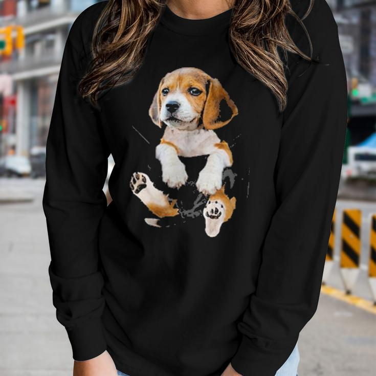 Beagle Pocket Funny Mom Dad Kid Lover Themed Gifts Men Women Women Graphic Long Sleeve T-shirt Gifts for Her