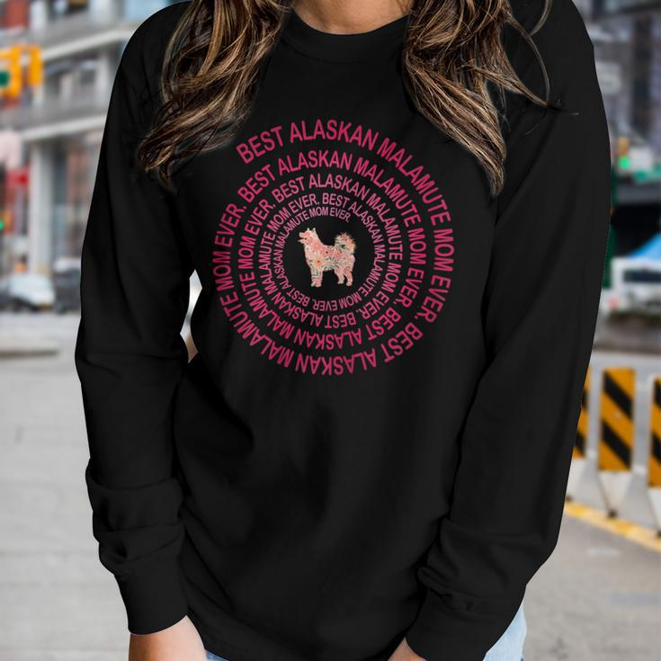 Womens Best Alaskan Malamute Mom Ever Spiral Dog Lover Women Long Sleeve T-shirt Gifts for Her