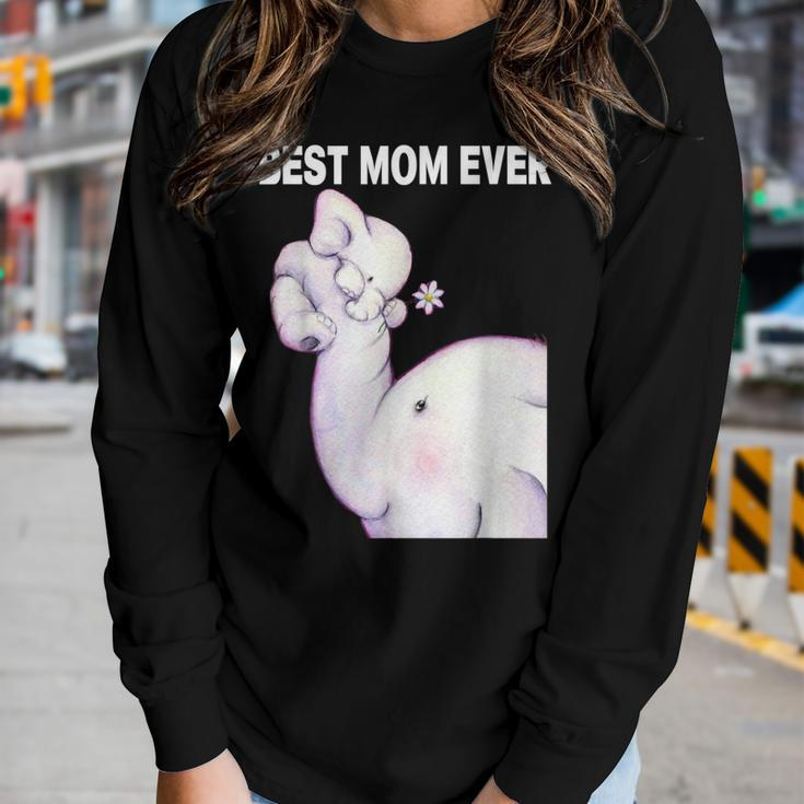Womens Best Mom Ever Elephant Tshirt For Mother Women Long Sleeve T-shirt Gifts for Her