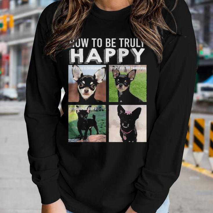 Black Chihuahua Face Funny Chi Dog Mom Dad Lover Theme Gifts Women Graphic Long Sleeve T-shirt Gifts for Her
