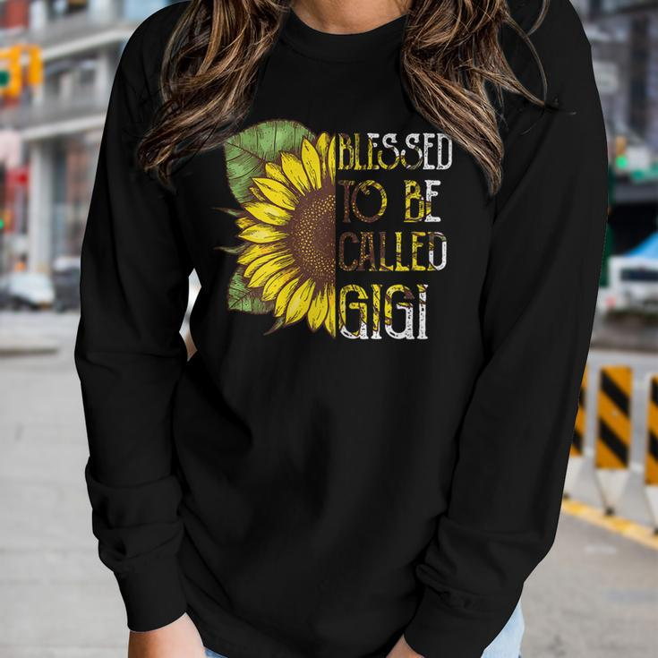Womens Blessed To Be Called Gigi Sunflower Grandma Women Long Sleeve T-shirt Gifts for Her