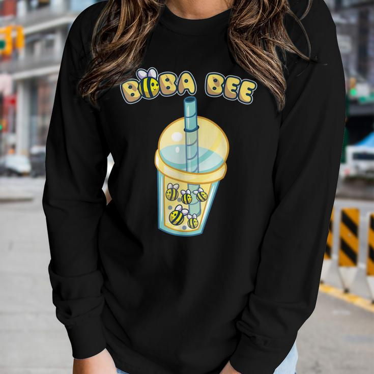Boba Bee Bubble Tea Milk Kawaii Aesthetic Bees Women Graphic Long Sleeve T-shirt Gifts for Her