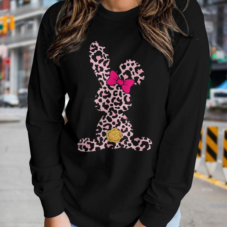 Bunny Easter Pink Leopard Rabbit Cute Easter Day Girls Women Women Long Sleeve T-shirt Gifts for Her