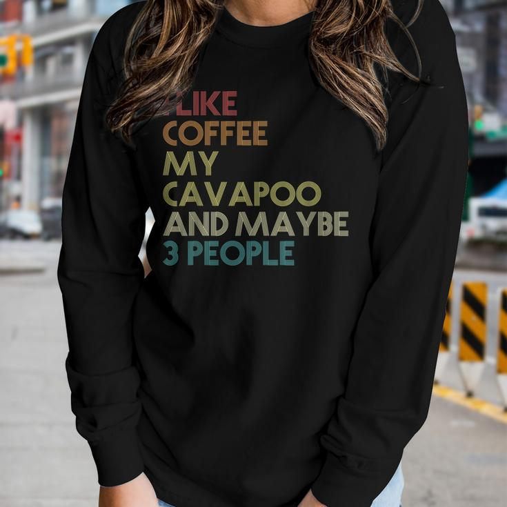 Cavapoo Dog Owner Coffee Lovers Funny Quote Vintage Retro Women Graphic Long Sleeve T-shirt Gifts for Her