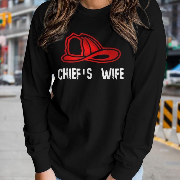 Chiefs Wife Firefighter Gift - Spouse Fire Company Women Graphic Long Sleeve T-shirt Gifts for Her