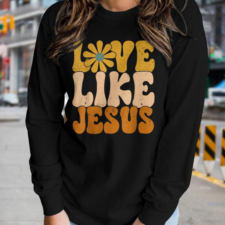 Christian Retro Love Like Jesus Religious Faith God 70S Women Long Sleeve T-shirt Gifts for Her