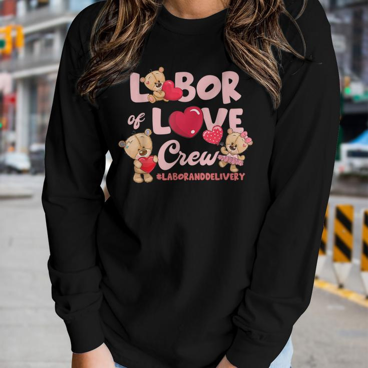 Cute Bear Funny Labor And Delivery Nurse Valentines Day Women Graphic Long Sleeve T-shirt Gifts for Her