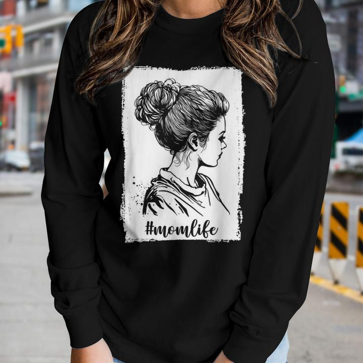 Cute Mom Women Mom Life Messy Bun For Women Long Sleeve T-shirt Gifts for Her