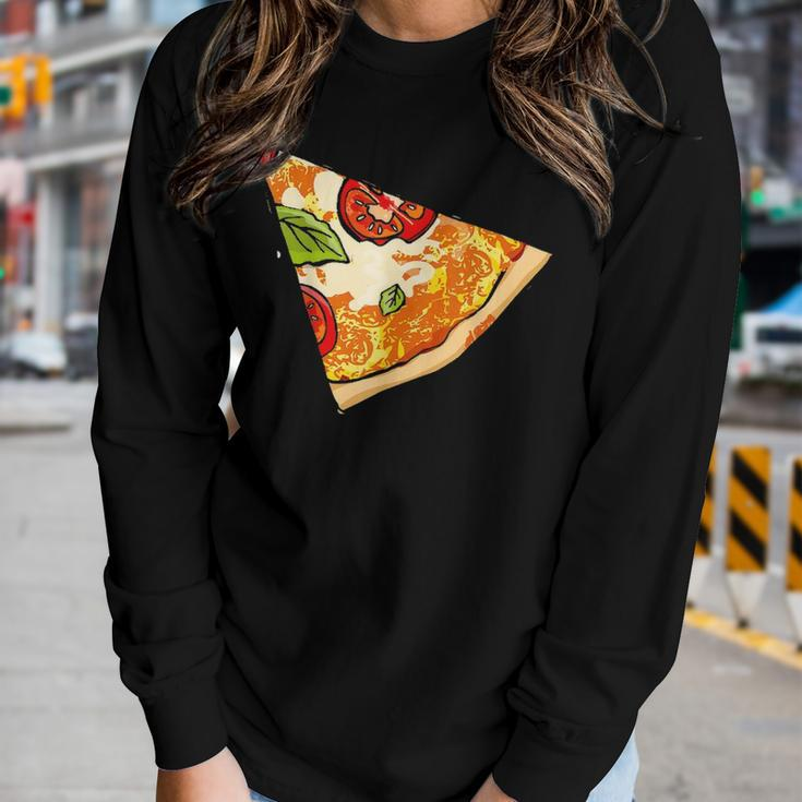 Daddy Pizza Missing A Slice His Kid Slice Boy Girl Mom Dad Women Graphic Long Sleeve T-shirt Gifts for Her