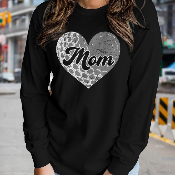 Distressed Heart Golf Mom Mama Sport Fan Women Long Sleeve T-shirt Gifts for Her
