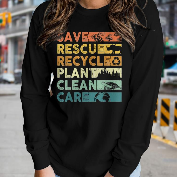Earth Day 2023 Save Bees Rescue Animals Recycle Plastics Women Graphic Long Sleeve T-shirt Gifts for Her