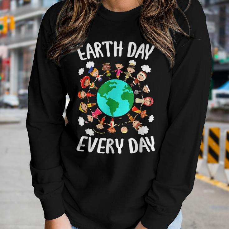 Earth Day Everyday All Human Races To Save Mother Earth 2021 Women Graphic Long Sleeve T-shirt Gifts for Her