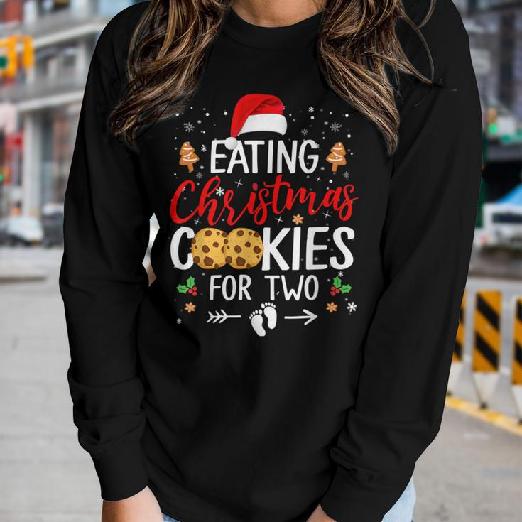 Eating Christmas Cookies For Two Christmas Pregnancy Women Long Sleeve T-shirt Gifts for Her
