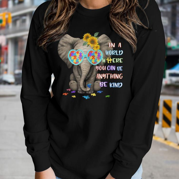 Elephant Autism Be Kind Autism Awareness Girls Boys Women Long Sleeve T-shirt Gifts for Her