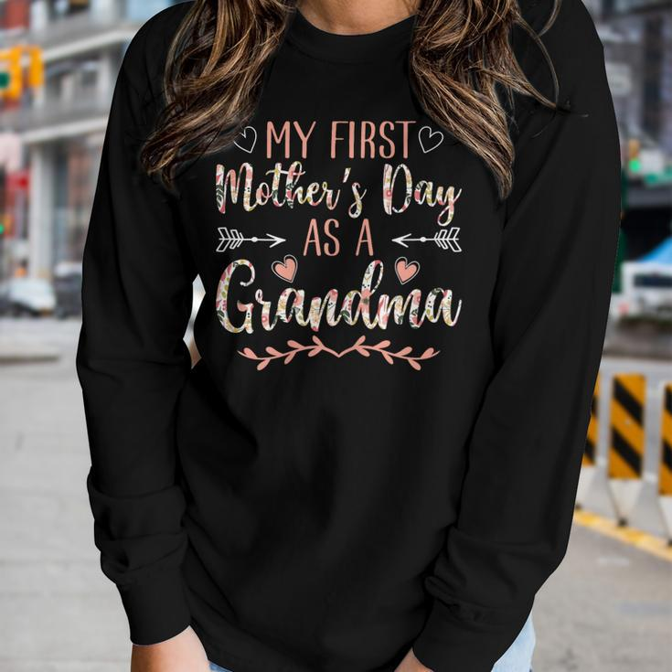 Womens My First As A Grandma 2023 Grandma Women Long Sleeve T-shirt Gifts for Her