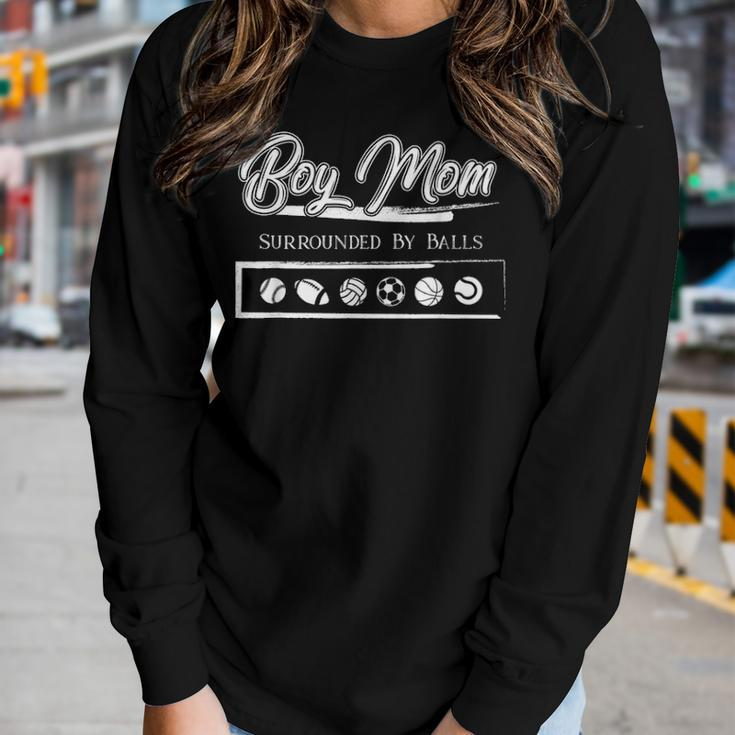 Funny Ball Mothers Day Gift Boy Mom Surrounded By Balls Women Graphic Long Sleeve T-shirt Gifts for Her