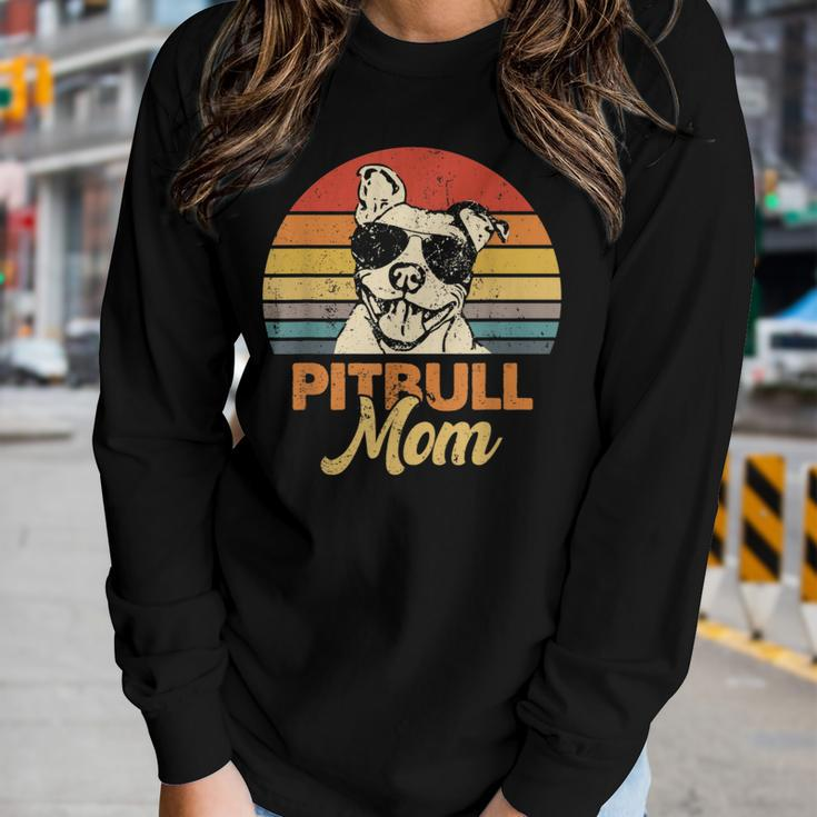 Funny Dog Pitbull Mom Pittie Mom Mothers Day  Women Graphic Long Sleeve T-shirt Gifts for Her