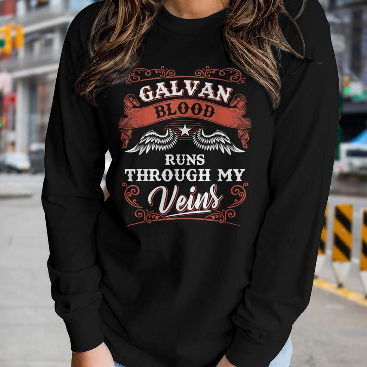 Galvan Blood Runs Through My Veins Family Christmas Women Graphic Long Sleeve T-shirt Gifts for Her