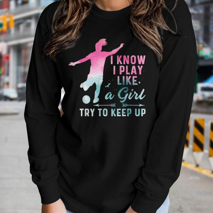 Girl Soccer Player Team Cleats Mom Goalie Captain Women Long Sleeve T-shirt Gifts for Her