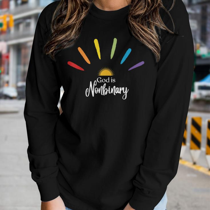 God Is Nonbinary Lgbt Non-Binary Women Long Sleeve T-shirt Gifts for Her