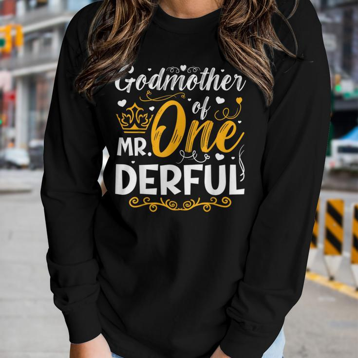 Godmother Of Mr One Derful Party Family 1St Birthday Women Long Sleeve T-shirt Gifts for Her