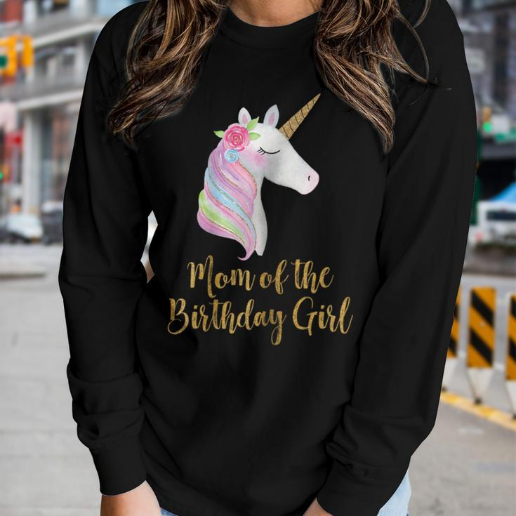 Gold Unicorn Mom Shirt Mom Of The Birthday Girl Women Long Sleeve T-shirt Gifts for Her