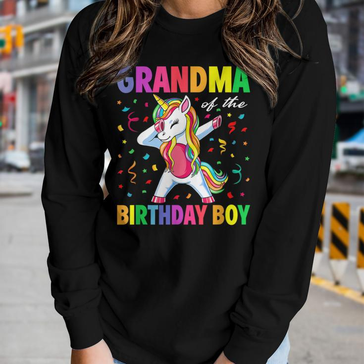 Grandma Of The Birthday Party Gifts Boys Dabbing Unicorn Women Graphic Long Sleeve T-shirt Gifts for Her