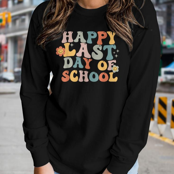Groovy Happy Last Day Of School Teacher End Of School Year Women Long Sleeve T-shirt Gifts for Her