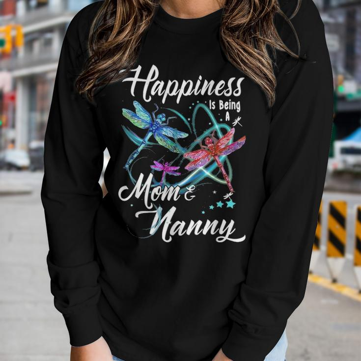 Happiness Is Being A Mom And Nanny Mothers Day Gift Women Graphic Long Sleeve T-shirt Gifts for Her