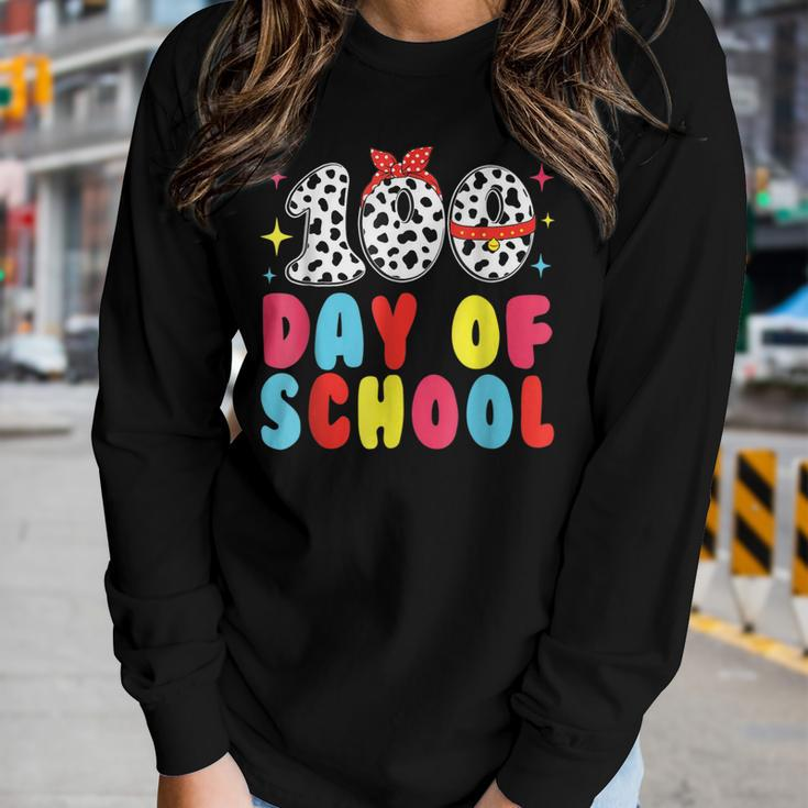 Happy 100 Day Of School Students Kids Dalmatian Dog Teachers Women Graphic Long Sleeve T-shirt Gifts for Her
