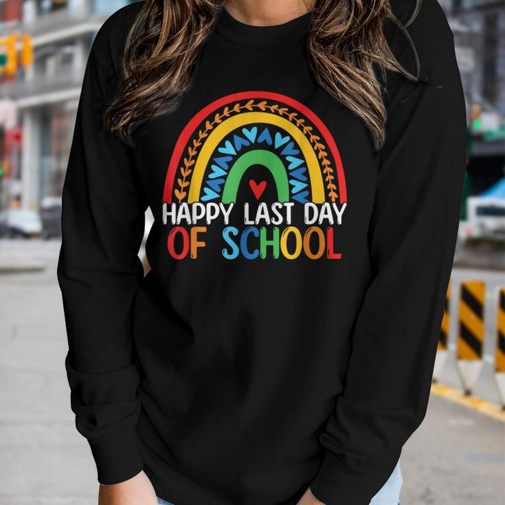 Happy Last Day Of School Rainbow Teacher Student End Of Year Women Long Sleeve T-shirt Gifts for Her