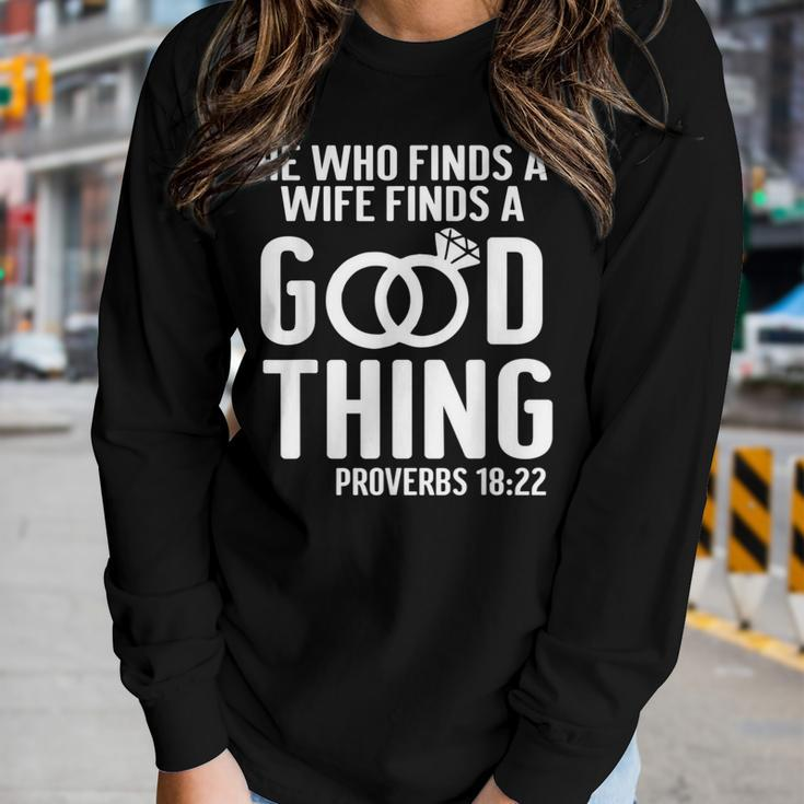 He Who Finds A Wife Finds A Good Thing Couple Matching Women Graphic Long Sleeve T-shirt Gifts for Her