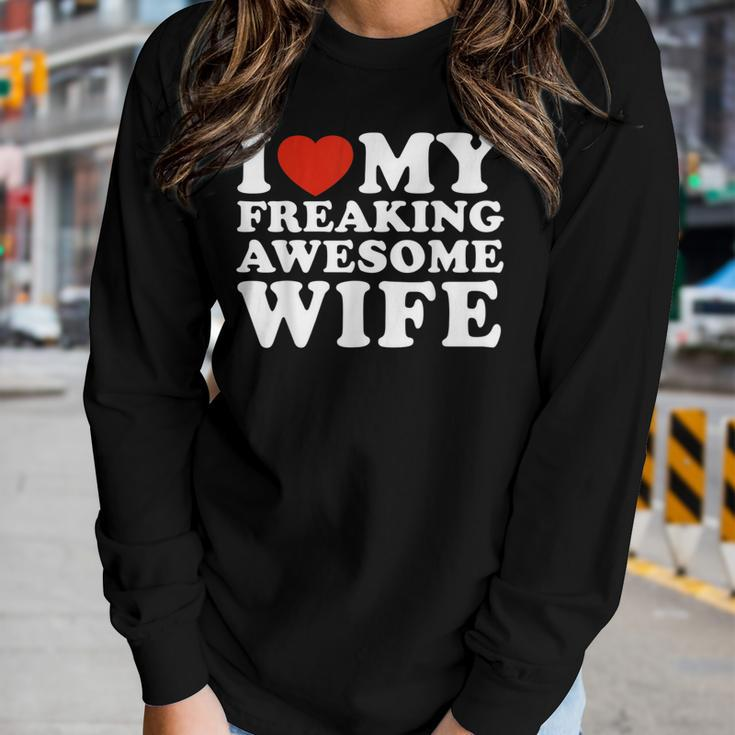 I Heart My Awesome Wife Women Long Sleeve T-shirt Gifts for Her