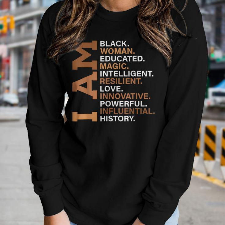 I Am Black Woman Educated Melanin Black History Month Women Women Graphic Long Sleeve T-shirt Gifts for Her