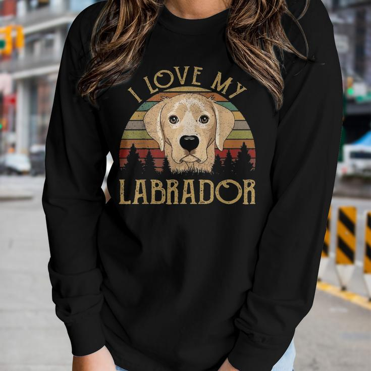 I Love My Yellow Lab Labrador Funny Lover Mom Dad Kid Gifts Women Graphic Long Sleeve T-shirt Gifts for Her