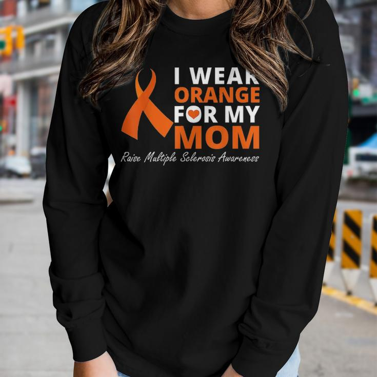 I Wear Orange For My Mom Raise Multiple Sclerosis Awareness Women Graphic Long Sleeve T-shirt Gifts for Her