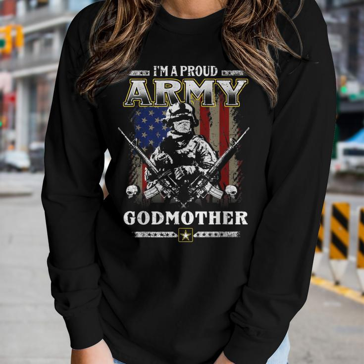Im A Proud Army Godmother Veteran Fathers Day 4Th Of July Women Graphic Long Sleeve T-shirt Gifts for Her